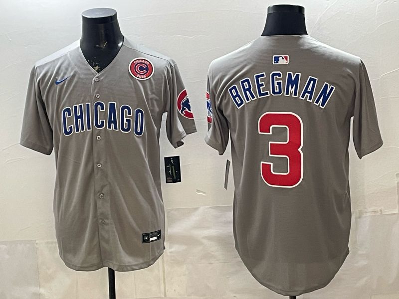 Men 2026 Chicago Cubs #3 Bregman Grey Game Nike MLB Jersey style 009